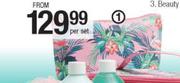 Flamingo Toiletry Bag Bath Gift Set 4 Piece