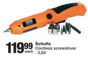 Schultz Cordless Screwdriver 3.6V-Each