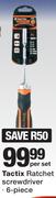 Tactix Ratchet Screwdriver 6-Piece-Per Set