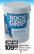 Rock Grip White Acrylic PVA Paint-5Ltr Each