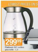 Platinum 1.7Ltr 360 Degree Cordless Glass Kettle-Each