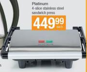 Platinum 4 Slice Stainless Steel Sandwich Press-Each