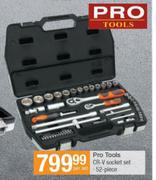 Pro Tools 52 Piece CR-V Socket Set-Per Set