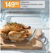 Diamond 3 Piece Rectangular/Oval Glass Roaster-Per Set