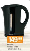 Ottimo 1.7Ltr Cordless Kettle White/Black-Each