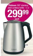 Platinum 1.7Ltr 360 Degree Stainless Steel Cordless Kettle-Each