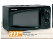 Essentials 17Ltr Black/White Manual Microwave Oven-Each