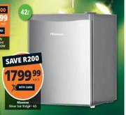 Hisense 42L Silver Bar Fridge-Each