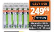 Osram 14W Cool White BC/ES Energy Saver Globes 10 Pack-Per Pack