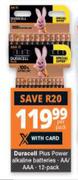 Duracell 12 Pack Plus Power Alkaline Batteries AA/AAA-Per Pack