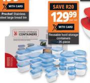 Reusable Food Storage Containers 26 Piece-Per Set