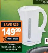 Ottimo 1.7L Cordless Kettle White/Black-Each