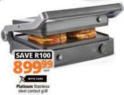 Platinum Stainless Steel Contact Grill