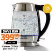 Platinum 1.7Ltr Cordless Glass Kettle