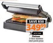 Platinum 2 Slice Stainless Steel Panini Press
