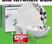 Luy 12 Piece Black & White Dinner Set-Per Set