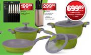 Lime 7 Piece Non Stick Aluminium Cookware Set-Per Set