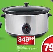Platinum 6.5Ltr Slow Cooker With Glass Lid-Each