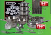 Majore Jumbo 20 Piece Stainless Steel Cookware Set With Glass Lids-Per Set