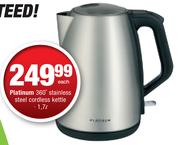 Platinum 1.7Ltr 360° Stainless Steel Cordless Kettle-Each