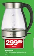 Platinum 1.7Ltr 360° Cordless Glass Kettle-Each