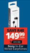Sony In Ear Wired Earphones-Each