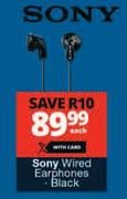 Sony Wired Black Earphones-Each