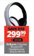 Volkano Impulse Bluetooth Black/ White Headphones-Each