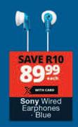 Sony Wired Blue Earphones-Each