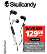 Skullcandy Jib Earphones With Microphone-Each