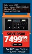 Conti 500W 499Wh Power Station-Each