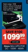 Gizzu 100W 46Wh Mini UPS POE DC-Each