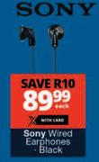 Sony Wired Earphones (Black)-Each