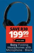 Sony Folding Headphones With Microphone (Black)-Each