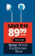 Sony Wired Earphones (Blue)-Each