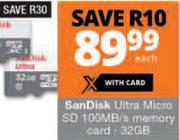 SanDisk Ultra Micro SD 100MB/s Memory Card 32GB-Each
