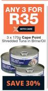 Cape Point Shredded Tuna In Brine/Oil-3 x 170g