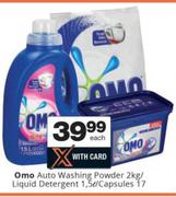 Omo Auto Washing Powder-2Kg/Liquid Detergent-1.5Ltr/Capsules 17-Each