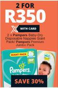 Pampers Baby Dry Disposable Nappies Giant Pack/ Pampers Premium Jumbo Pack-For 2