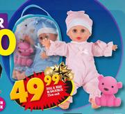 Doll & Bear In Backpack 25cm-Each