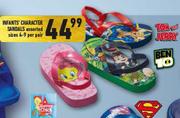 Infant Character Sandals Assorted Sizes 4-9-Per Pair