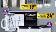 Picasso Cocktail Glass Jar Set With Lid & Straw 2 Piece-Per Set