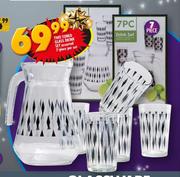 Two Toned Glass Drink Set 7 Piece Assorted-Per Set