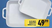 Elite White Baker With Handles Large