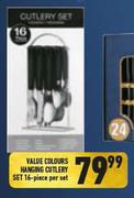 Value Colours Hanging Cutlery Set 16 Piece-Per Set