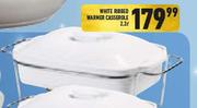 White Ribbed Warmer Casserole 2.2Ltr