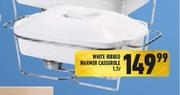 White Ribbed Warmer Casserole 1.7Ltr