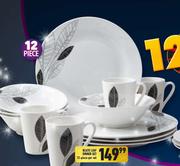 Black Leaf Dinner Set 12 Piece-Per Set