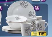 Black Daisy Dinner Set 12 Piece Assorted-Per Set