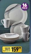 Black One Dinner Set 16 Piece